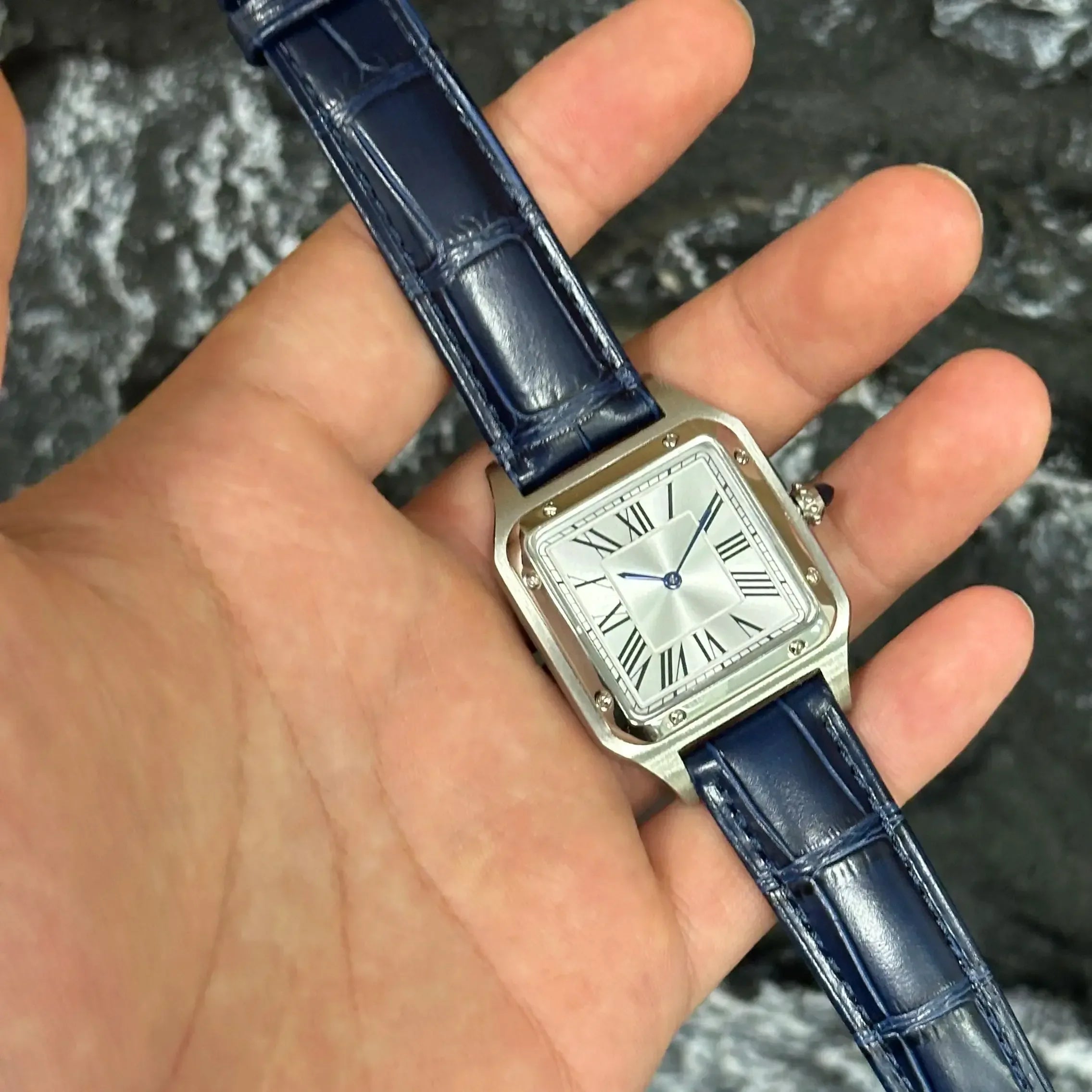Luxury Lovers' Square Quartz Watch | Silvery White Sapphire Wristwatch | Men & Women's Fashion Leather Iced Out Watch | 2026 New Set | Caratix - CaratixJewelry